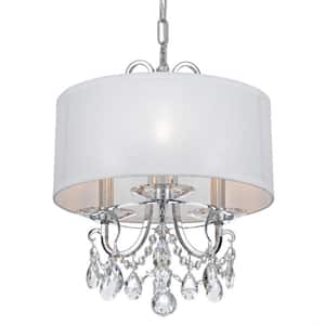 Othello 3-Light Polished Chrome Shaded Chandelier with Silk Shade