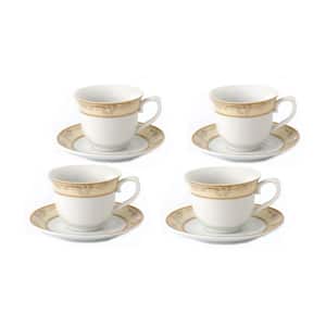 Lorren Home 8 oz. Porcelain Tea/Coffee Set Set for 4-Gold Floral