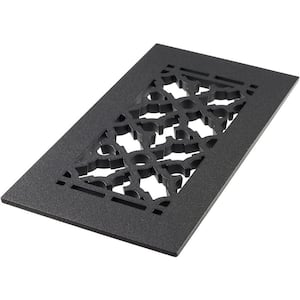 Scroll Series 4 in. x 10 in. Cast Iron Grille Black without Mounting Holes