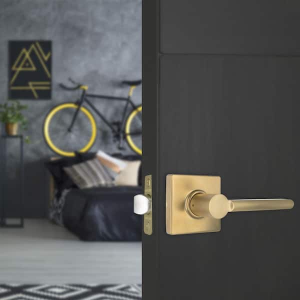 Tonebridge Brushed Gold Hall/Closet Door Lever with Square Rose