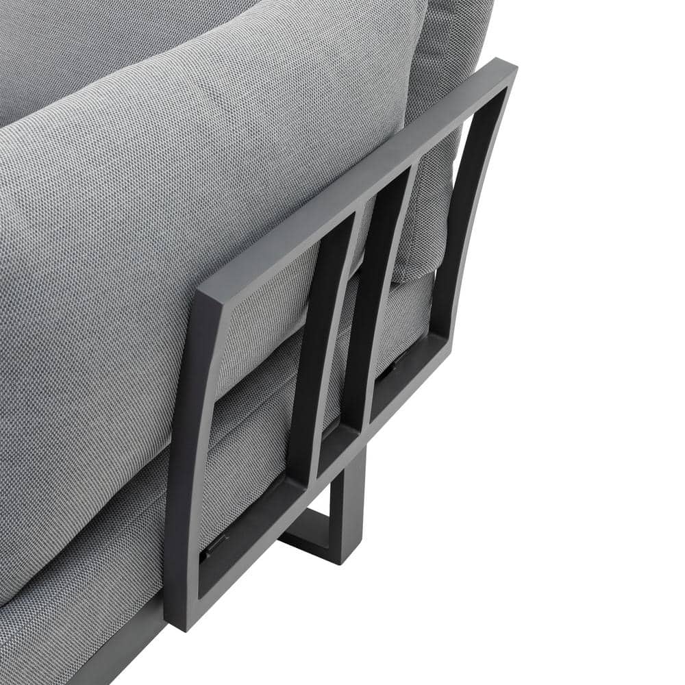 Samara Gray Aluminum and Teak 2-Piece Outdoor Sectional Set