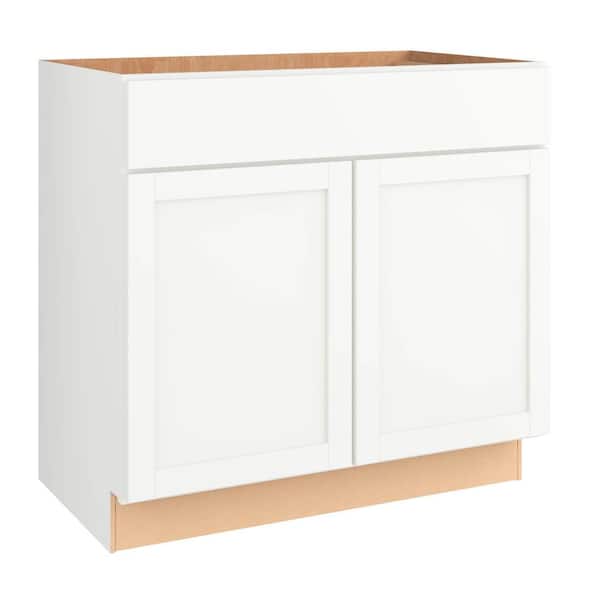 Hampton Bay Courtland Shaker Assembled 36.00 in. Sink Bath Vanity Cabinet Only in Polar White