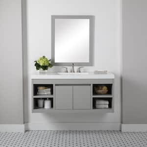 Stockley 19 in. W x 19 in. D x 22 in. H Single Sink Floating Bath Vanity in Gray with White Cultured Marble Top