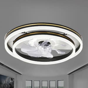 20in. LED indoor Bladeless App Control Smart Low Profile Ceiling Fan with Light,Dual Tier Flush Mount Bedroom Lighting