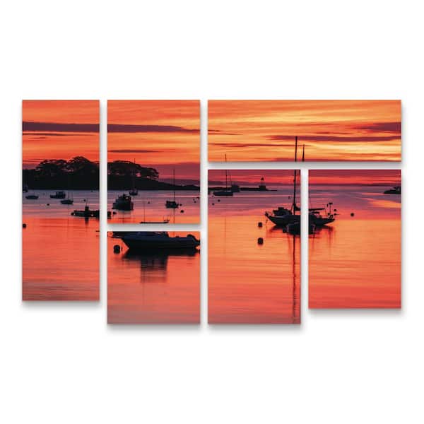 Trademark Fine Art Michael Blanchette Photography Tangerine Sunrise 6-Piece Panel Set Unframed Photography Wall Art 28 in. x 47 in.