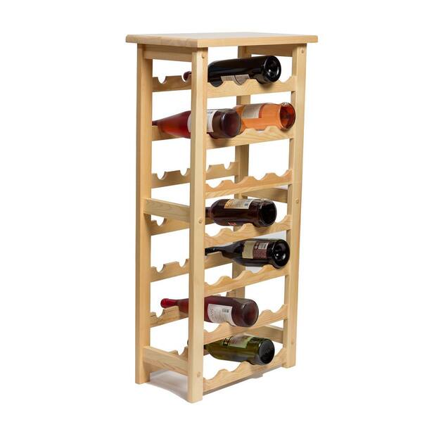 212 Main 28 Bottle Decorative Natural Wood Wine Rack