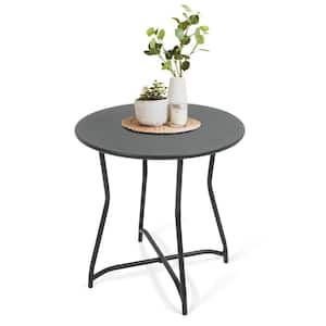 Black All-Iron Round Side Table