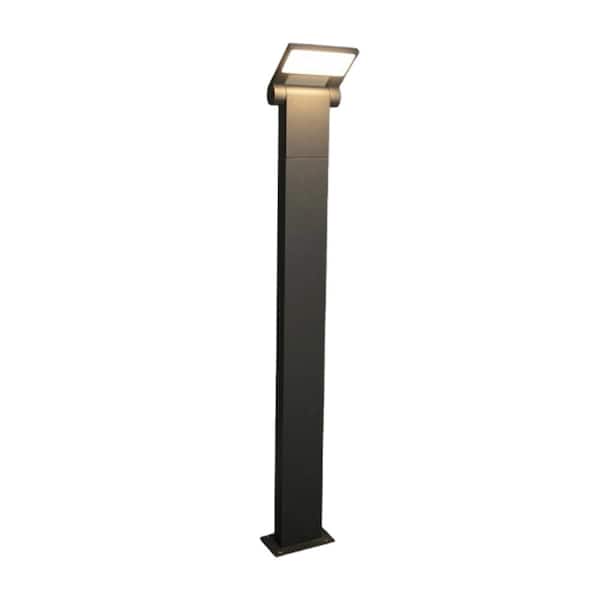 Line Voltage Black 700 Lumen Hardwired 10-Watt Integrated LED Bollard Light with IP54 Waterproof and Aluminum Build