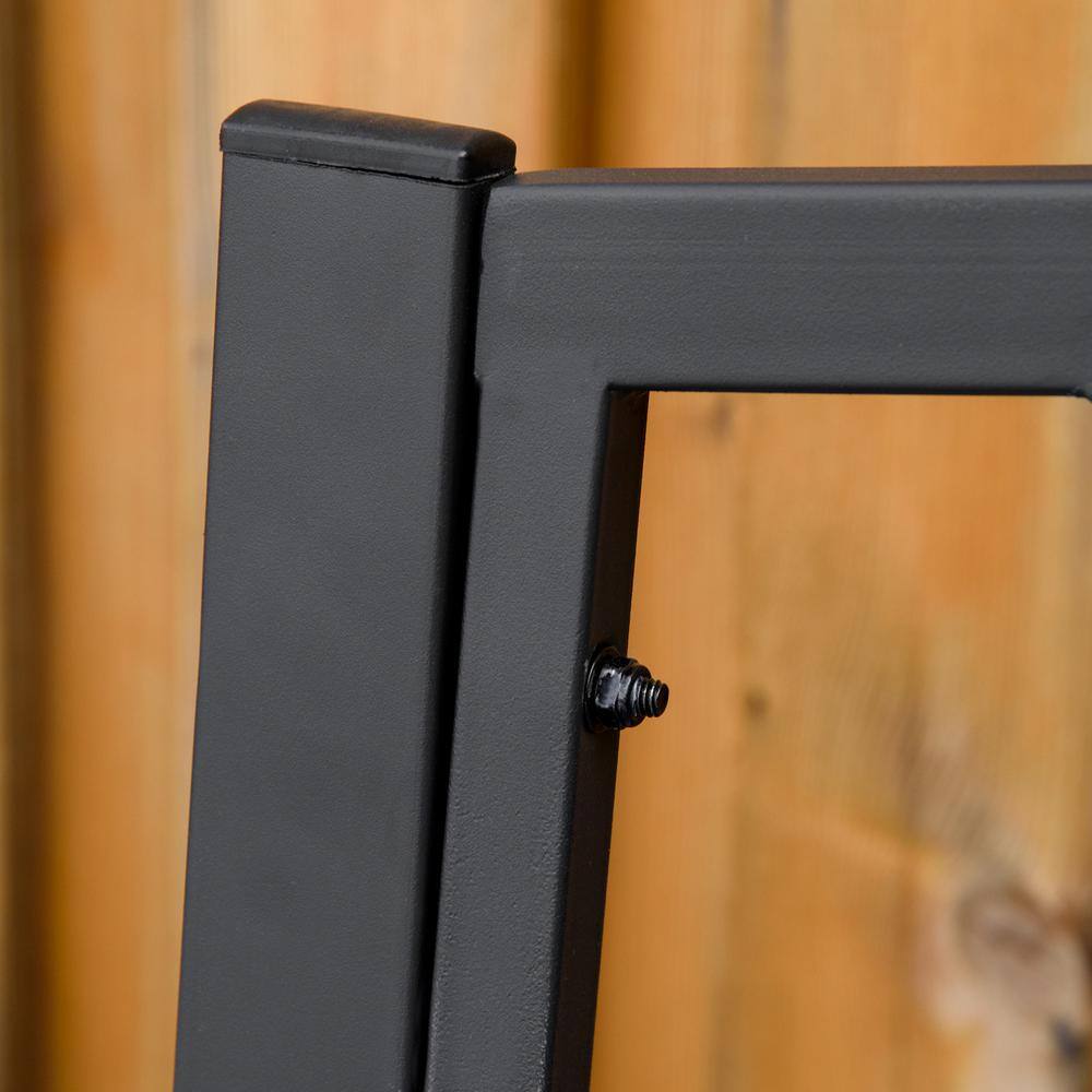 Black 50 in. 2-Person Iron Outdoor Garden Bench with Armrests