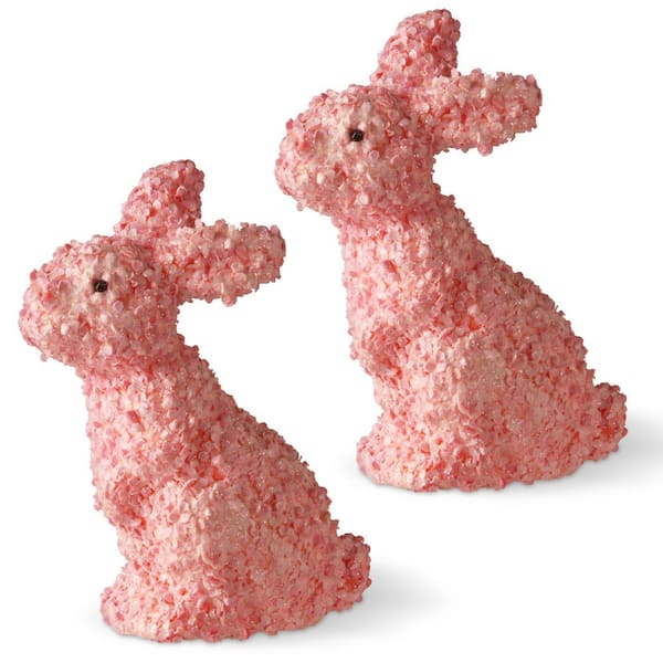 National Tree Company 11 in. Pink Rabbits (Set of 2)