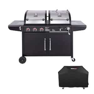 Large Combo Gas & Charcoal Outdoor Grill w/ 3 Burner and BBQ SET and GRILL  MAT
