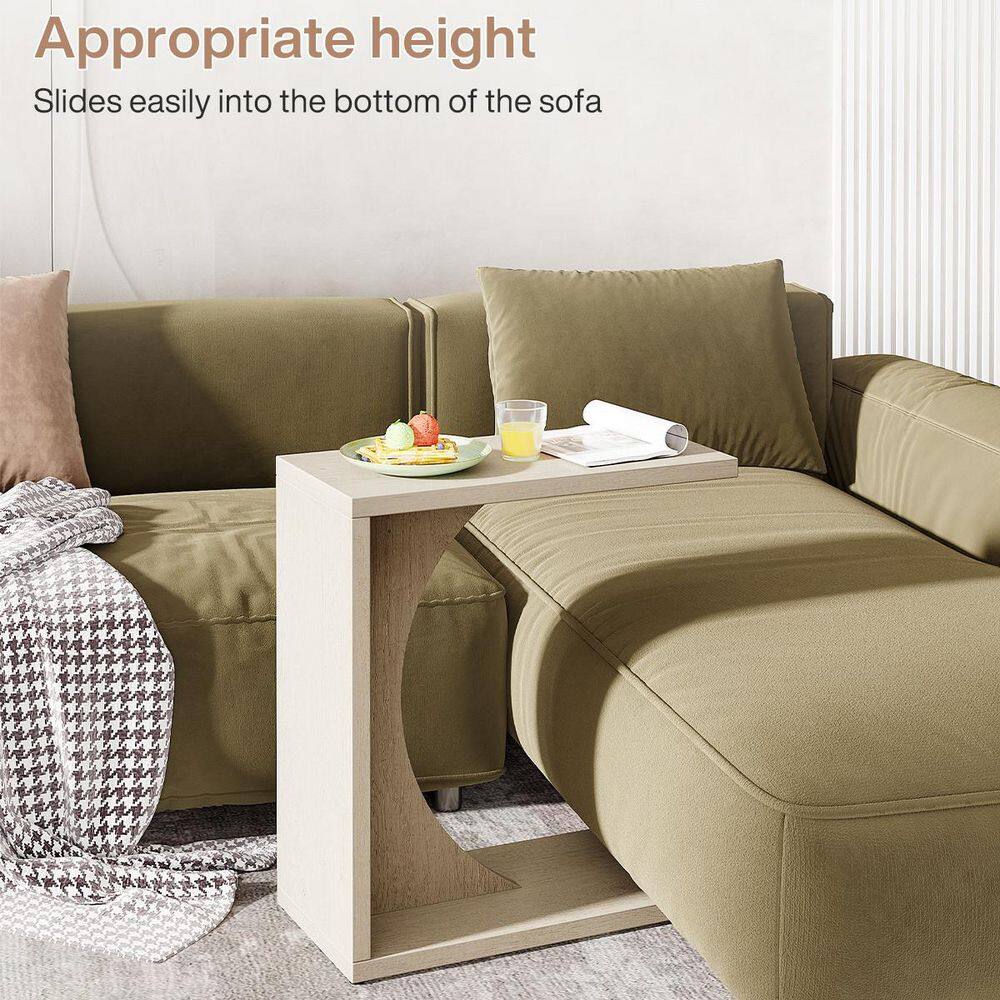 Kerlin 23.62 in. White C-Shaped Engineered Wood End Table, Couch Table Small Sofa Side Table for Small Space - thumbnail 2