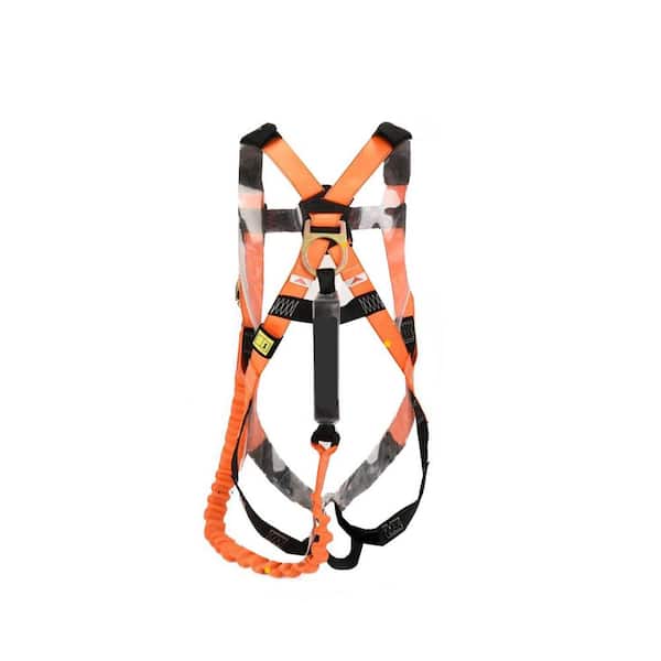 Unbranded 5000 lb. Capacity Safety Harness with 6-Foot Shock Absorber Stretchable Lanyard, ANSI Compliant Fall Protection System