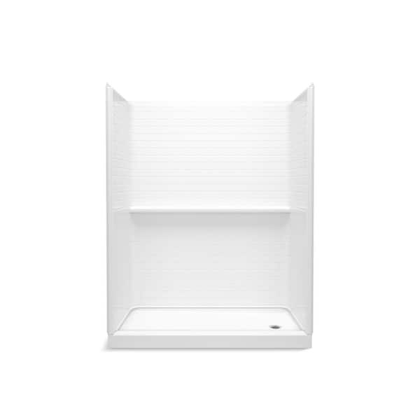 STERLING Traverse 60 in. x 30 in. x 72.25 in. Single Threshold Right-Hand Shower Base with Shower Walls in White