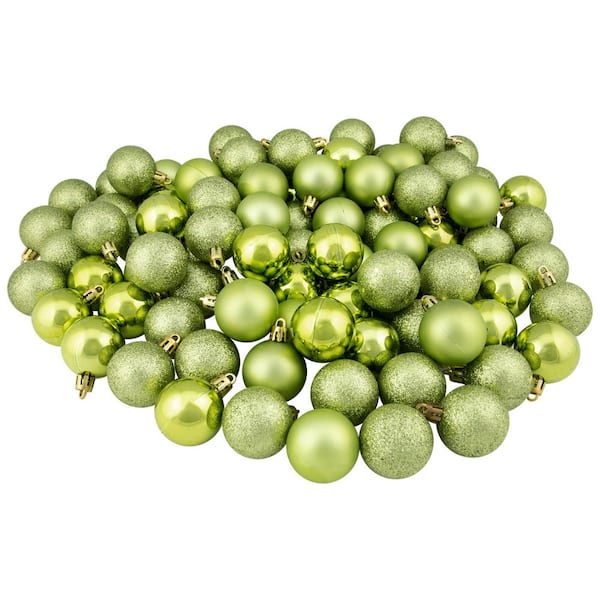 Northlight Green Kiwi Shatterproof 4-Finish Christmas Ball Ornaments (96-Count)