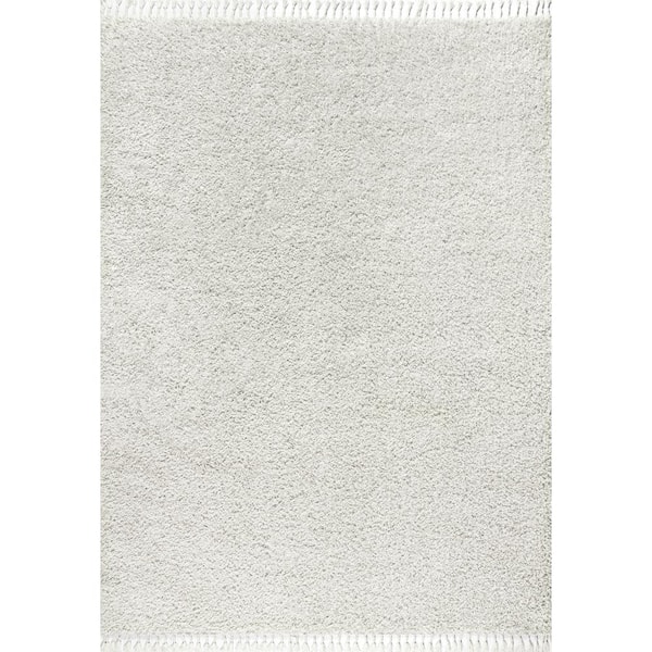 Mercer Shag Plush Tassel White 7 ft. 9 in. x 10 ft. Area Rug