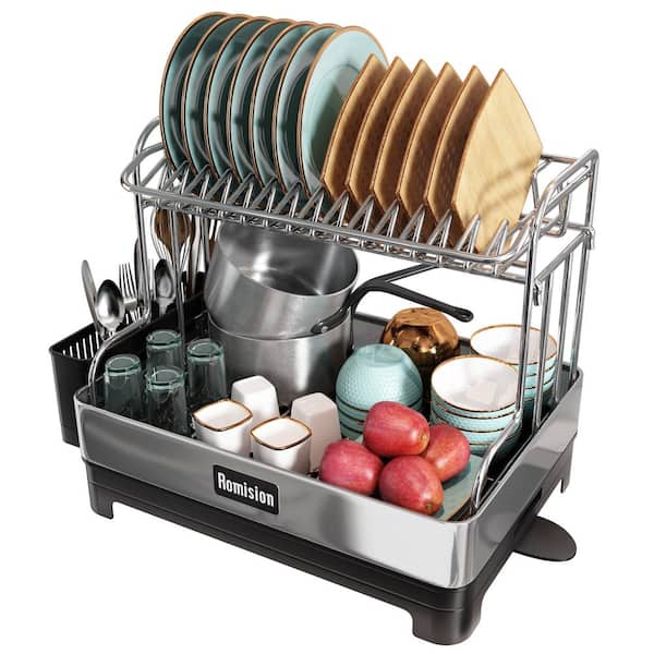 JASIWAY 2-Tier Stainless Steel Standing Dish Rack