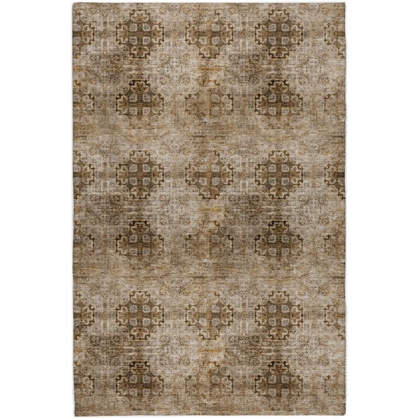 Dream Shag Premium Machine Washable Abstract ADS557 Taupe 8 ft. x 10 ft. Area Rug