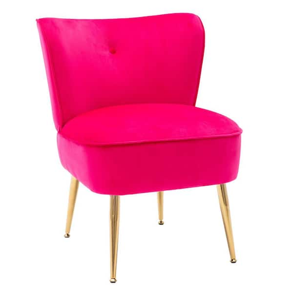 Kahomvis Fuchsia Velvet Fabric Upholstered Side Chair(Set of 1)
