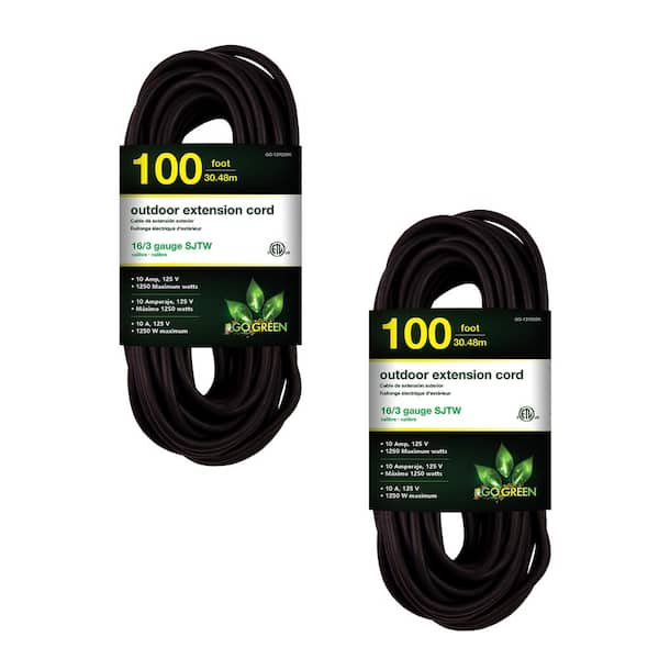 C-Line Lay-Flat Power Extension and Cord Cover, 13 Amps, 125 V, 10ft, Black