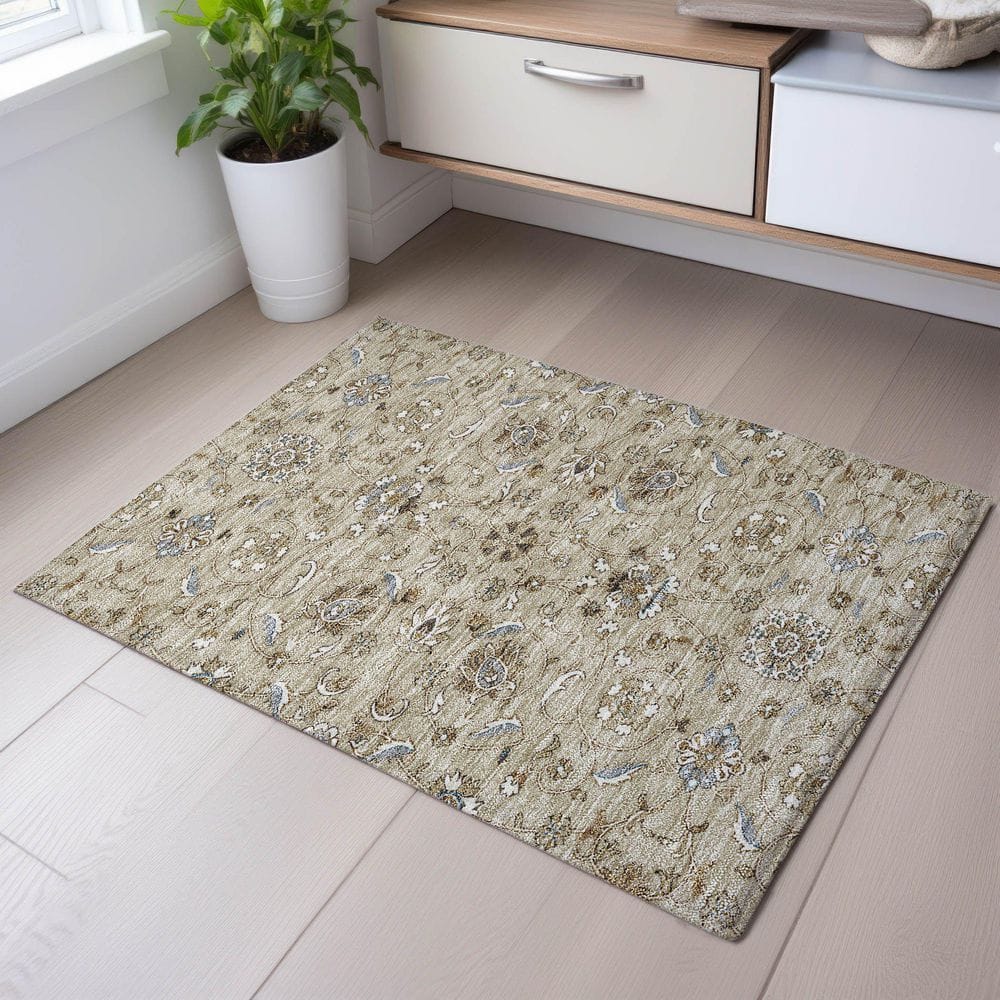 Mayfield Premium Machine Washable Abstract AMF1149 Beige 2 ft. x 3 ft. Area Rug price history on PriceWatchPro