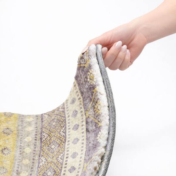 Dream Shag Premium Machine Washable Abstract ADS118 Purple 3 ft. x 5 ft. Area Rug