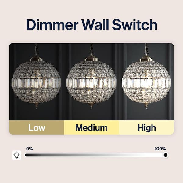 JONATHAN Y Georgina 16 in. 1-Light Antique Brass Crystal