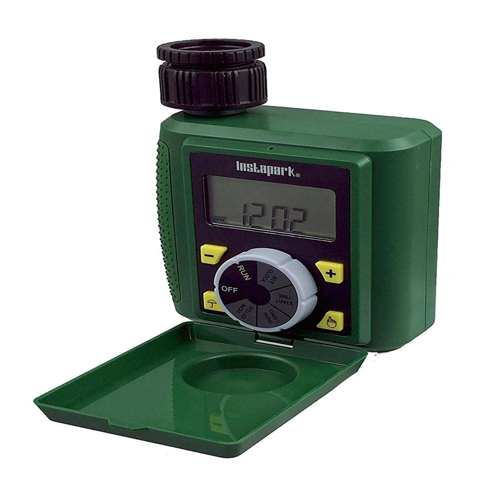 Instapark PWT-7D Dual Outlet Hose Water Timer Sprinkler Timer Automatic Valve with Rain Sensor Included 