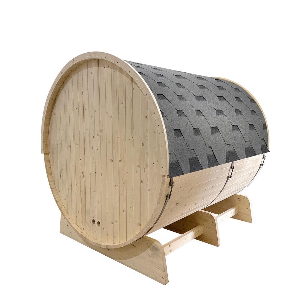 White Pine 8-Person Barrel Sauna with 9 kW Heater
