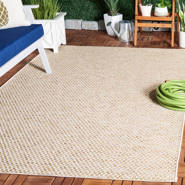 Sisal All-Weather 7 ft. x 10 ft. Natural/Ivory Woven Geometric Indoor/Outdoor Area Rug