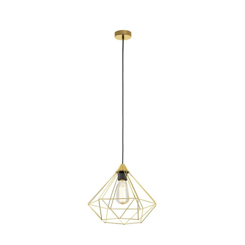 Eglo Tarbes 12.8 in. W x 9.41 in. H 1-Light Brushed Brass Geometric ...