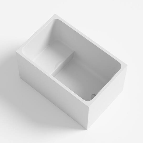 43.30 in. x 27.60 in. Flat Bottom Acrylic Freestanding Soaking Bathtub with Left Drain in Glossy White