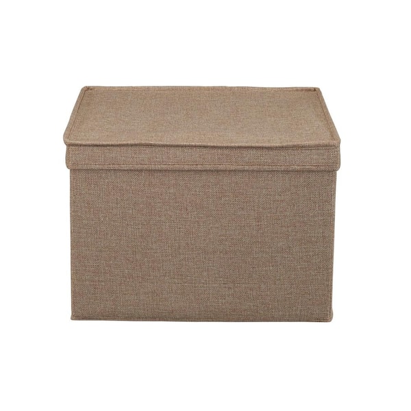 HOUSEHOLD ESSENTIALS 14.5 Gal. Square Natural Canvas Storage Box