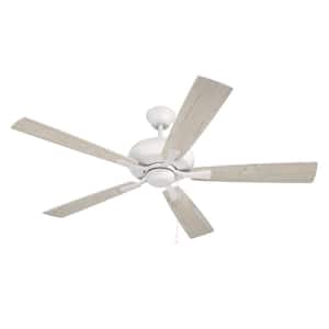 Eos 52 in. Indoor Dual Mount 3-Speed White Finish Ceiling Fan with White/Washed Oak Reversible Blades