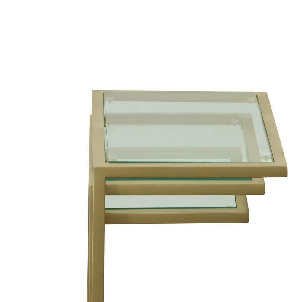 Addison Gold-Tempered Glass Modern Nesting Table Trio