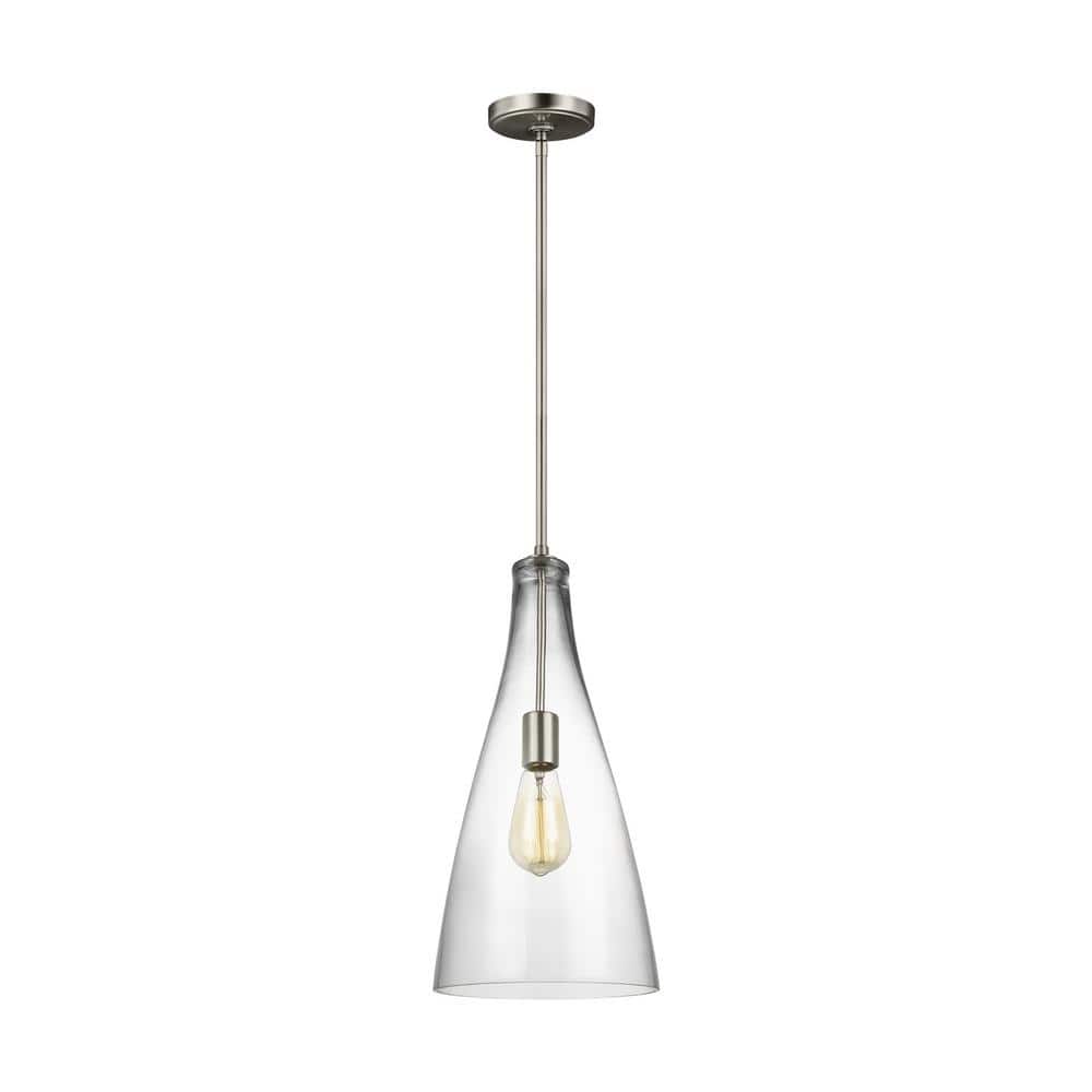 Arilda Mini Brushed Nickel Pendant with Clear Glass Shade