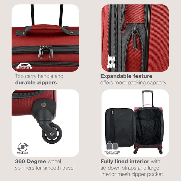 U.S. Traveler Forza Red Softside Rolling Suitcase Luggage
