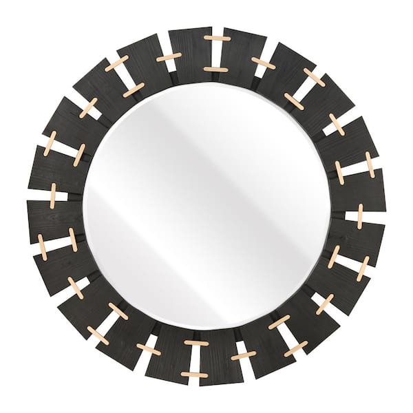Unbranded Durango 50.5 in. W x 50.5 in. H Wood Black Wall Mirror