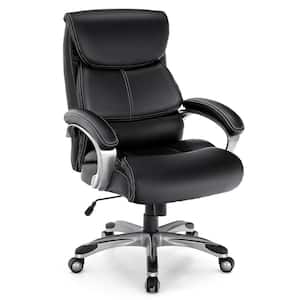 Tall Black Leather Adjustable Height Executive Chair with Arms