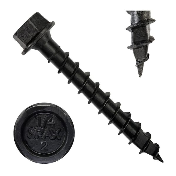 SPAX 1/4 in. x 2 in. Black Powerlags XF Exterior 3/8 in. Hex Head