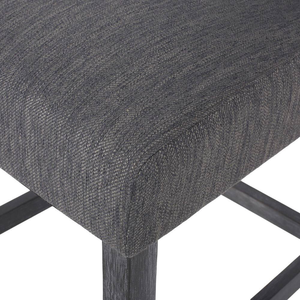 Charcoal and Gray Extra Tall Button Tufted Wood Counter Stools, Set of 2