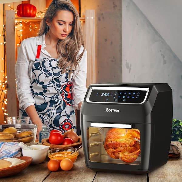 Costway 6 qt. Black 1700W Electric Air Fryer Oven 8-In-1 Rotisserie  Dehydrator w/Accessories EP24925US-DK - The Home Depot