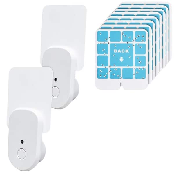 Indoor Plug-in Insect Trap, Catcher & Killer for House Flies, Mosquitoes, Fruit Flies, Gnats with 8 Glue Boards, 2-Pack