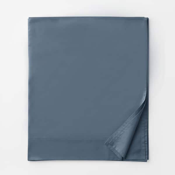 The Company Store Legends Luxury Solid Mirage Blue 500-Thread Count Cotton Sateen Full Flat Sheet