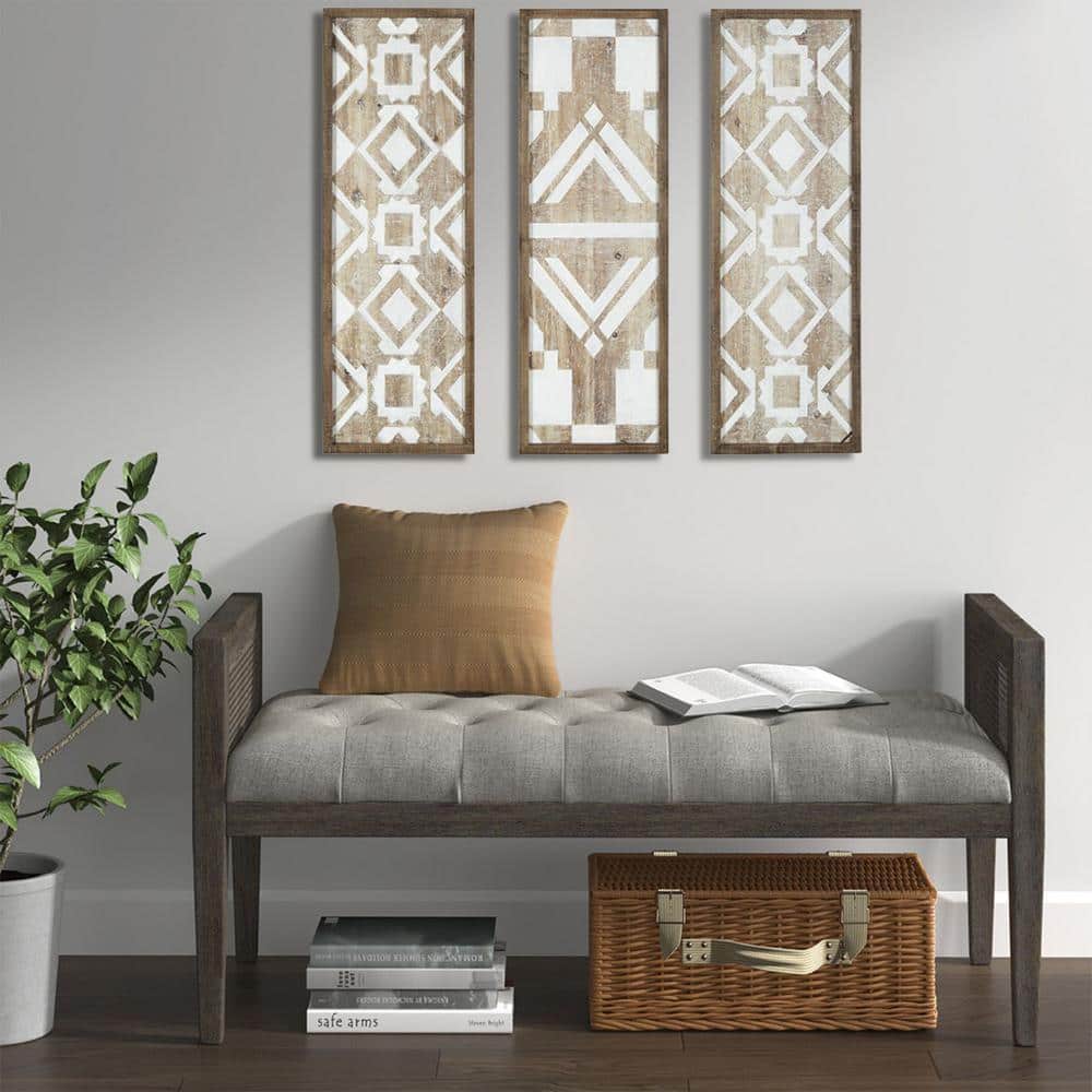 Natural Two-Tone Geometric Wood Wall Art Set