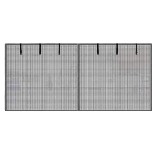 16x7FT Dual Car Garage Privacy Mesh, Tear-Resistant Magnetic Entry Cover with Full Frame Tape, Silver Grey