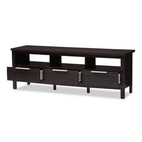 Baxton Studio Elaine Wenge Dark Brown TV Stand 146 8294 HD The