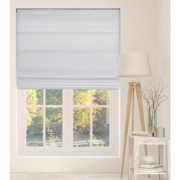 White Cordless Bottom Up Light Filtering with Backing Fabric Roman Shades 35 in. W x 60 in. L
