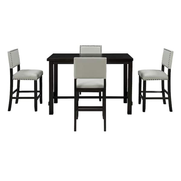 Nestfair Espresso 5-Piece Counter Height Dining Table with 4