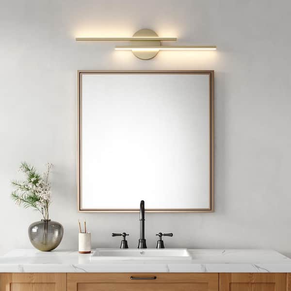 21.4 in. 2-Light Gold Modern Integrated LED Vanity Light Bar for Bathroom